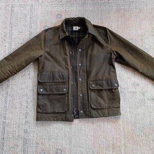 Flint and Tinder Flannel-lined Waxed Hudson Jacket (Forest, M)